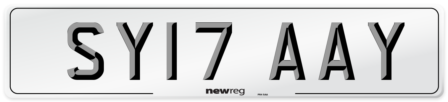 SY17 AAY Number Plate from New Reg